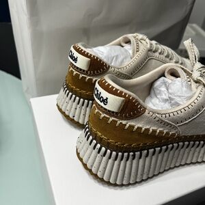 Chloé Beige and Brown Platform Sneakers